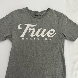 True Religion Men's Gray Logo Tee